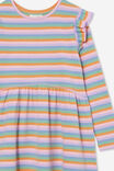 Vestido - Indie Ruffle Long Sleeve Dress, RETRO RAINBOW STRIPE RIB - vista alternativa 2