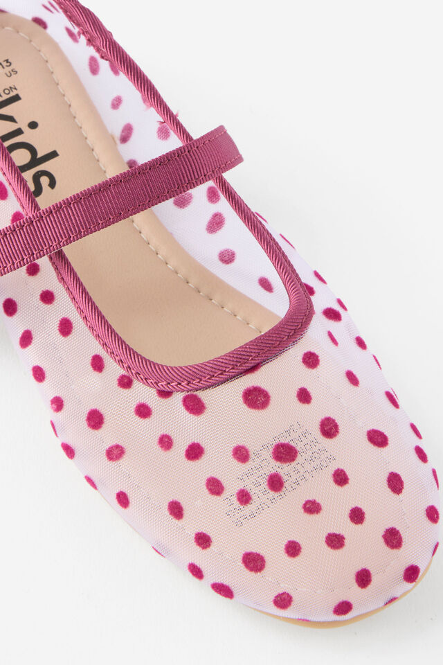 Kids Ballet Flat, VINTAGE LILAC MESH/FLOCKED SPOTS
