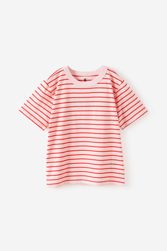 Essential Short Sleeve Graphic Tee, BALLET PINK/VARSITY RED/APRICOT MIST STRIPE