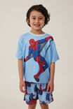 Damon Short Sleeve Pyjama Set License, LCN MAR SKY HAZE/SPIDERMAN WEBS - alternate image 1