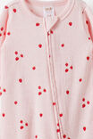 Littlie Organic Long Sleeve Zip Romper, POP PINK MARLE/BERRIES - example image 2