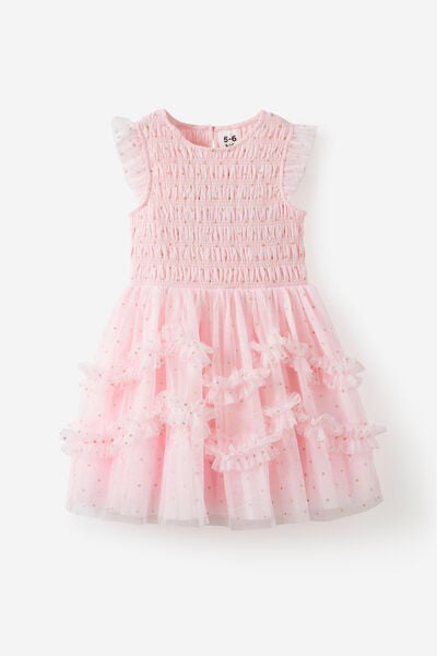 Sleeveless Shirred Dress Up Dress, BALLET PINK