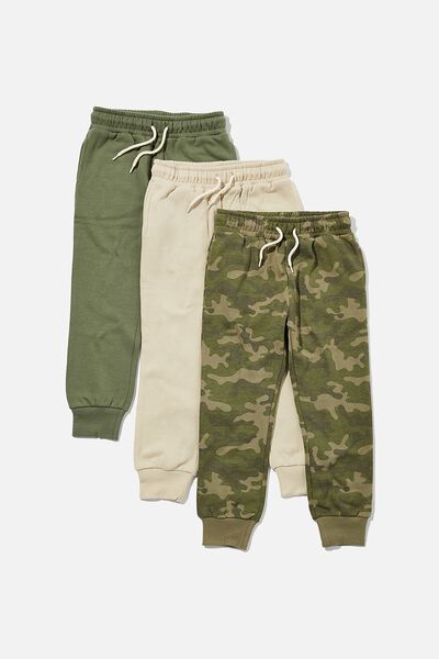 Multipackmarlo Trackpant Three Pack, CAMO/SWAG GREEN/RAINY DAY