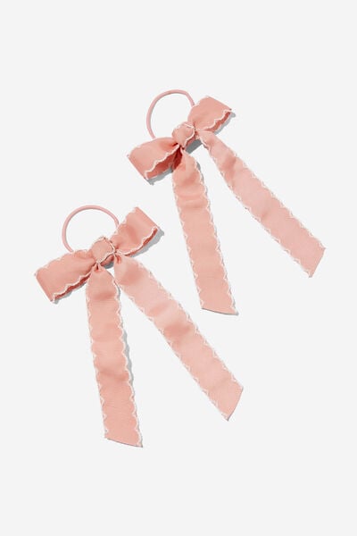 Bailee Bow Hair Tie 2Pk, ZEPHYR/MOONSTITCH