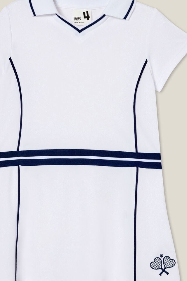 Matilda Tennis Dress, WHITE/NAVY