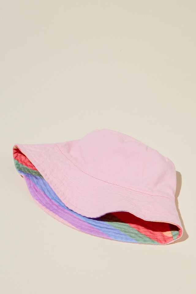 Kids Reversible Bucket Hat, BLUSH PINK/LAVENDER DREAMS STRIPE