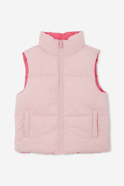 Jamie Reversible Puffer Vest, MARSHMALLOW/FUCHSIA BOOM