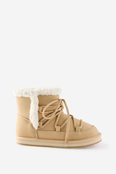 Kids Teddy Lined Winter Boot, SEMOLINA/LACES