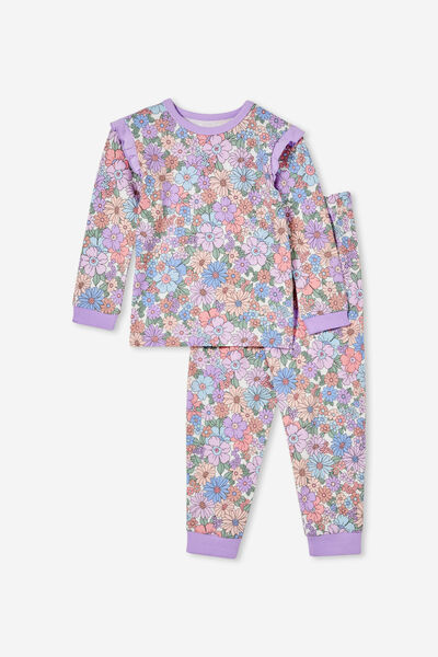 Ava Long Sleeve Pyjama Set, VANILLA/DITSY CLAIRE FLORAL