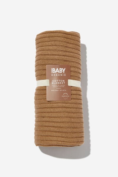 Organic Rib Knit Blanket - Personalised, TAUPY BROWN