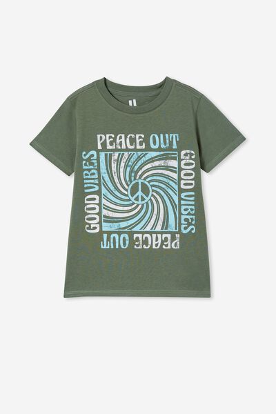 Max Skater Short Sleeve Tee, SWAG GREEN/PEACE OUT