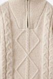 Boys Cable Knit 1/4 Zip, OATMEAL MARLE - example image 2