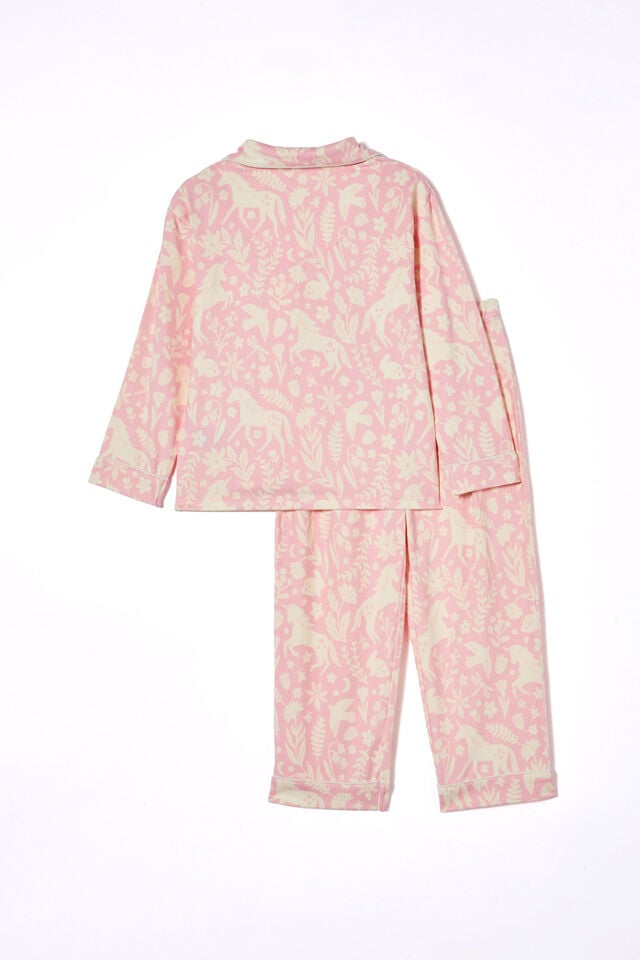 Laila Long Sleeve Pyjama Set, BLUSH PINK/ UNICORN FIELDS