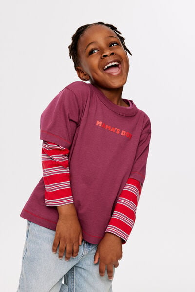Essentials Graphic Short Sleeve Tee, BERRY JAM/MAMA S BOY