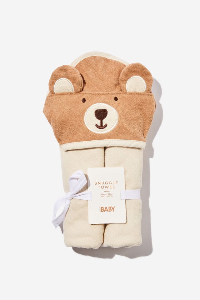 Baby Snuggle Towel, TAUPY BROWN/BEAR
