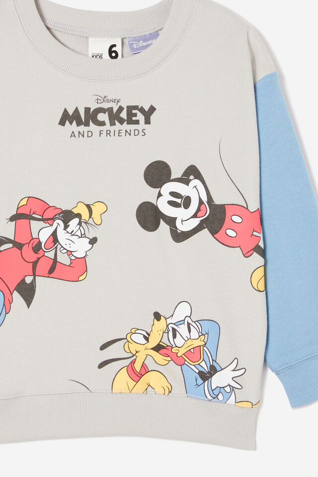 Mickey Mouse Felix Fleece Crew Neck, LCN DIS WINTER GREY & DUSTY BLUE/MICKEY BFF
