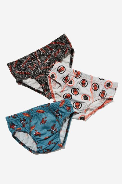 Boys 3 Pack Underwear Licensed, LCN MAR SPIDERMAN/TEAL STORM