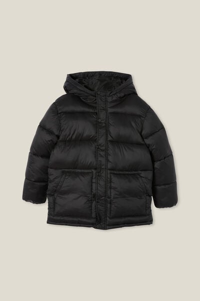 Huntley Hooded Puffer Jacket, BLACK