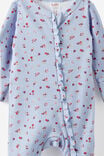 Littlie Organic Long Sleeve Zip All In One Romper, BLUEBELL/LITTLE BLOSSOM - example image 2