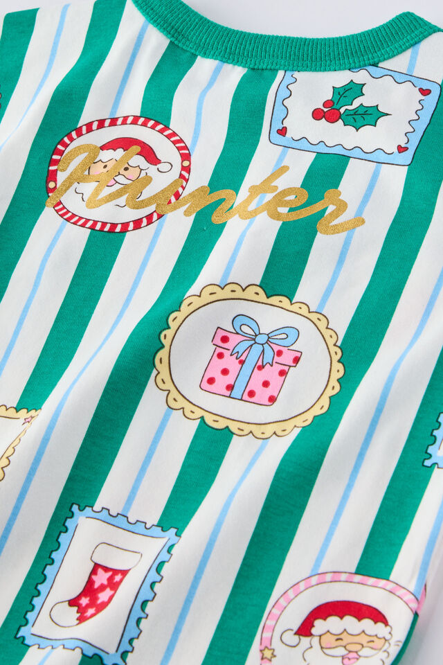 Baby Dreamdrift Family Xmas Romper Personalised, ENGLISH IVY/SANTA STAMP
