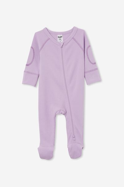 The Long Sleeve Waffle Romper, LILAC DROP