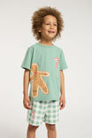 Jordan Short Sleeve Pyjama Set Personalised, MALACHITE/GINGERBREAD GINGHAM - alternate image 1