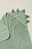 Baby Snuggle Towel - Personalised, DEEP SAGE/DINO - alternate image 2