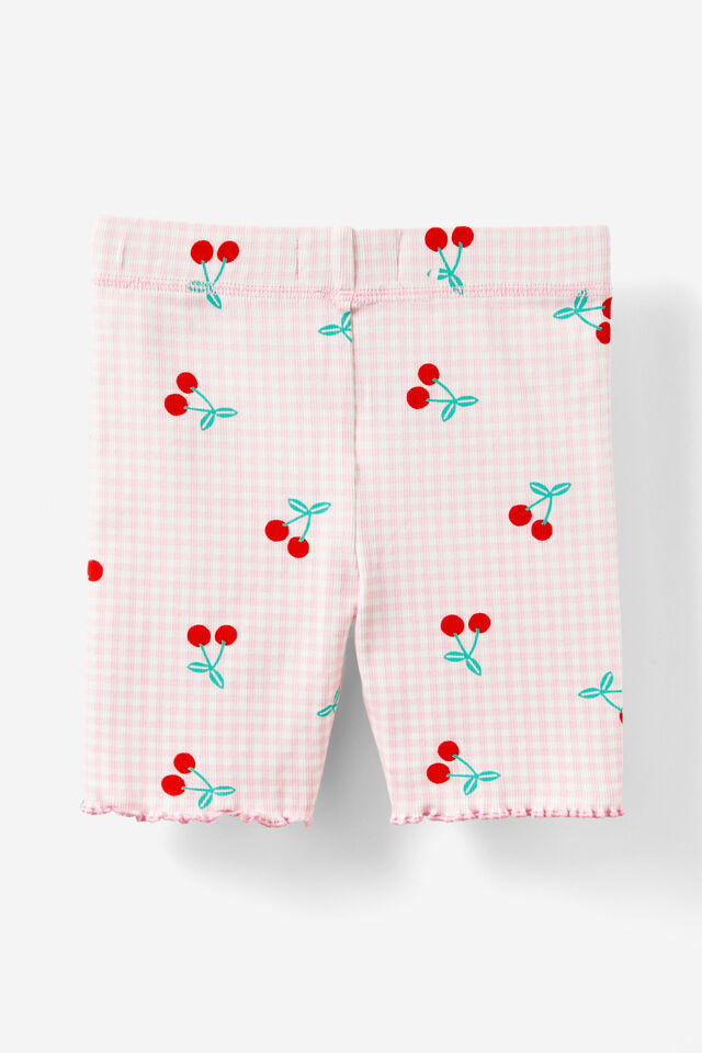 Hailey Bike Short, BLUSH CHERRIES/GINGHAM