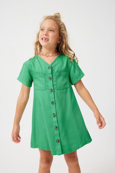 Charlotte Short Sleeve Dress, GREEN SPLASH