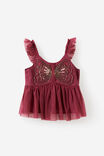 Embellished Sleeveless Top, BERRY JAM - example image 1