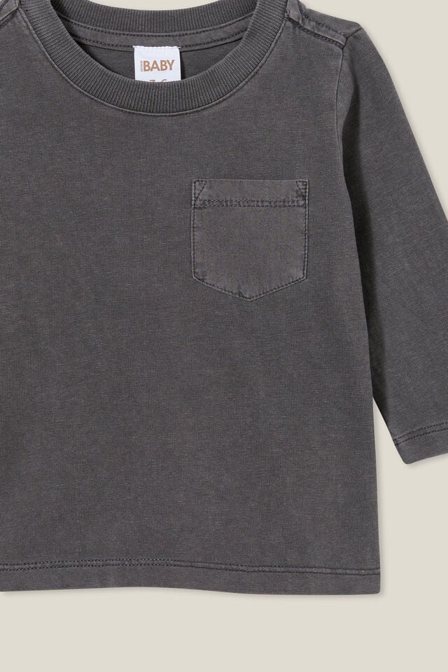 Camiseta - Jamie Long Sleeve Tee, RABBIT GREY WASH WITH POCKET