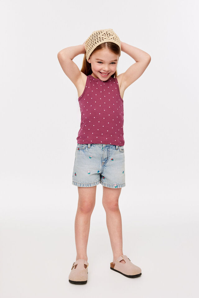 Relaxed Denim Short, AIRLIE LIGHT BLUE/FLORAL EMBROIDERY