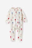 Growie Long Sleeve Zip Romper, VANILLA/SWEET BLOOMS - example image 2