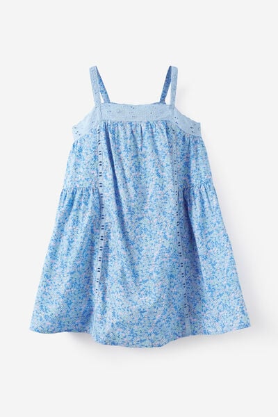 Gigi Baby Doll Sleeveless Dress, BLUE BONNET/FLORAL DITSY