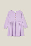 Sally Button Front Long Sleeve Dress, LILAC DROP WAFFLE - alternate image 1