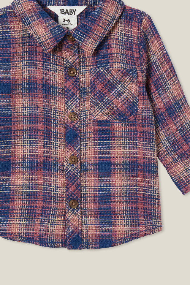 Baby Rugged Shirt, CRUSHED BERRY/TAUPY BROWN/NAVY WAFFLE PLAID