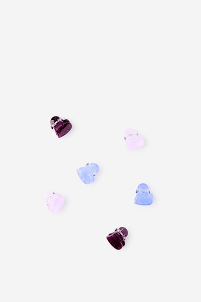 Kids Mini Claw Clip Pack, VINTAGE LILAC/HEARTS