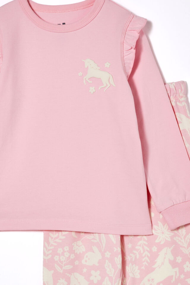 Ava Long Sleeve Pyjama Set, BLUSH PINK/ UNICORN FIELDS