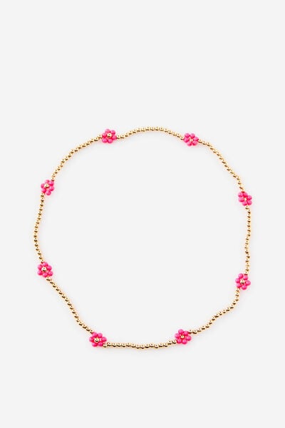 Kids Beaded Necklace, MULTI FLOWERS/BEADED