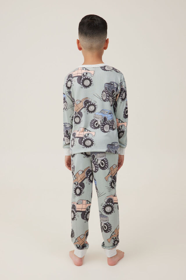 Chuck Long Sleeve Pyjama Set, STONE GREEN/MONSTER TRUCKS