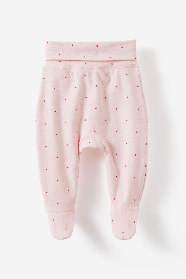 Organic Foldover Waist Legging, POP PINK MARLE/SPOT