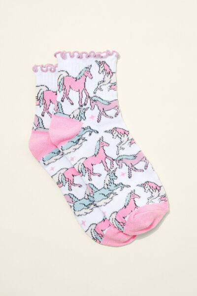 Meias - Single Pack Mid Crew Sock, WHITE/UNICORNS