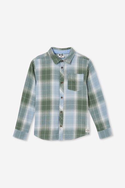 Rocky Long Sleeve Shirt, SWAG GREEN/DUSTY BLUE PLAID