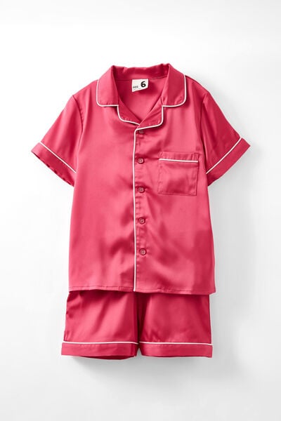 Casey Short Sleeve Pyjama Set, FESTIVE FUCHSIA