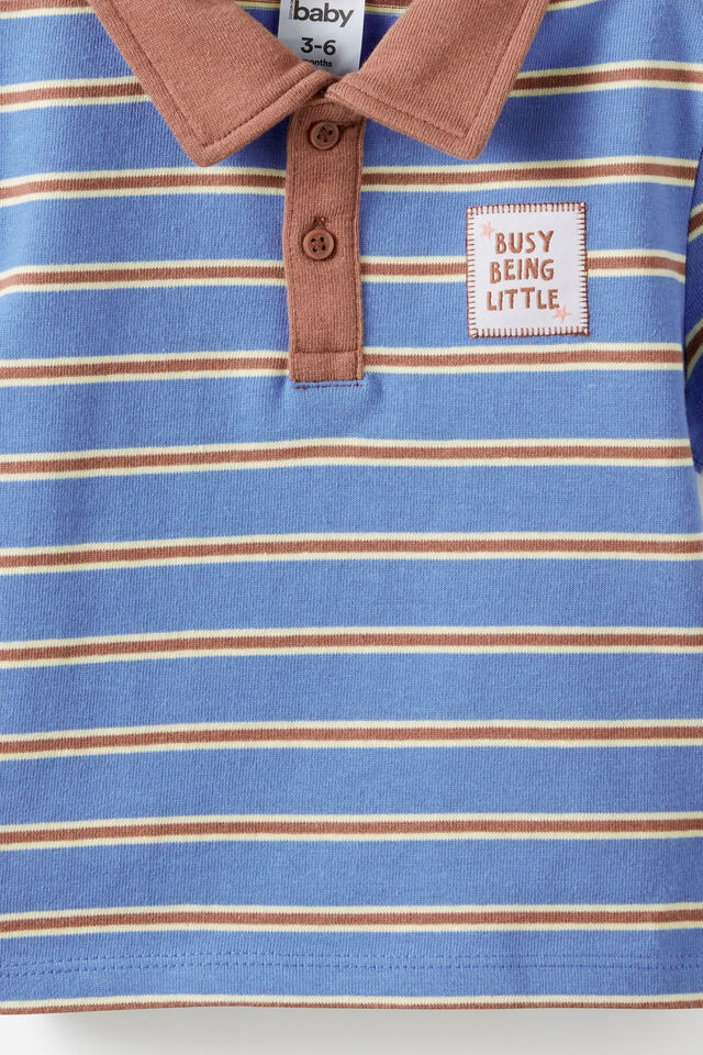 Baby Rugby Short Sleeve Polo, BLUE BONNET STRIPE