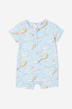 Dr Suess The Billie Short Sleeve Zip Romper, LCN DRS FROSTY BLUE/OH THE PLACES - alternate image 1
