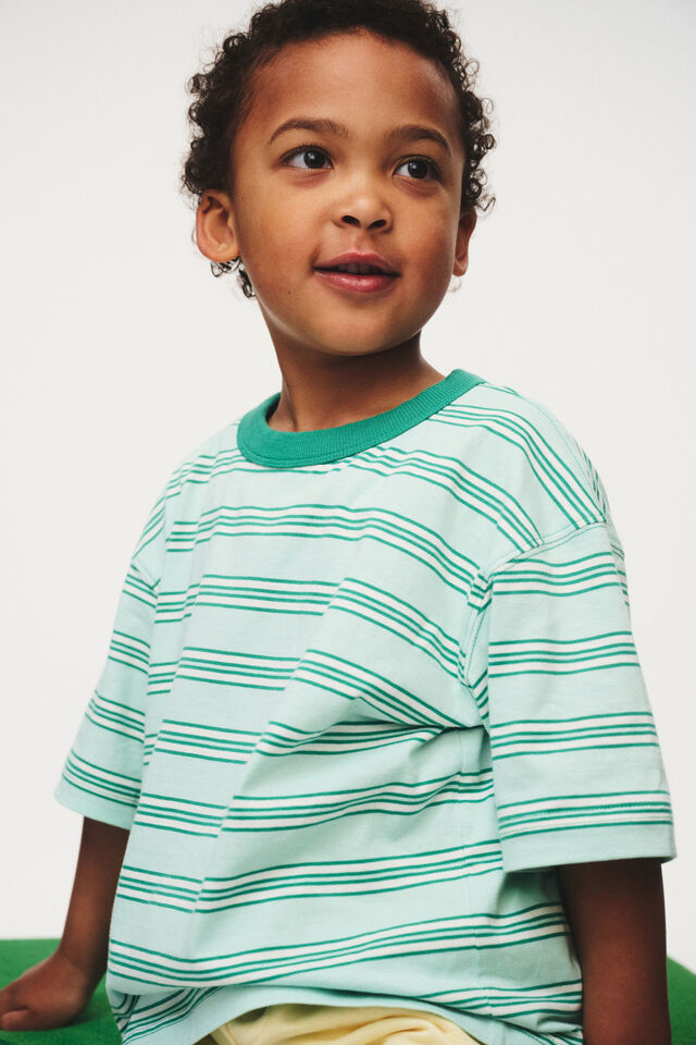 Essentials Short Sleeve Tee, SEA GLASS/ENGLISH IVY/VANILLA STRIPE