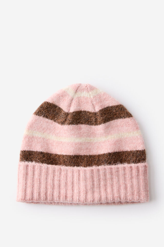 Kids Knit Beanie, ZEPHYR/OATMEAL MARLE STRIPE