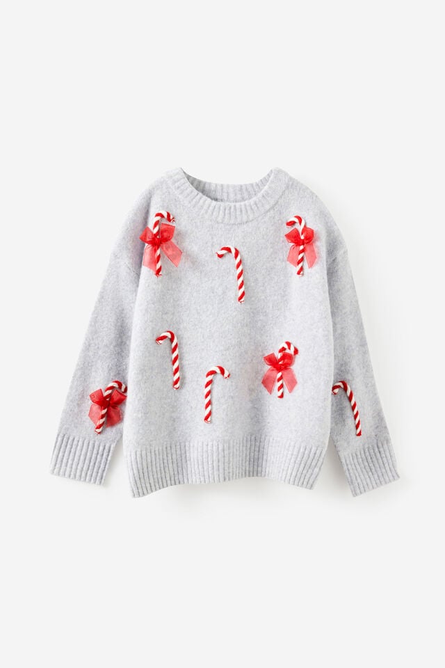 Soft Knit Sweater, GREY MARLE/CHRISTMAS