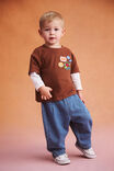 Baby Long Sleeve Layered Tee, CHESTNUT/VANILLA - example image 2